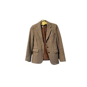 Chaus Harris Tweed Blazer Wool Herringbone Women’s Blazer Jacket Brown Sz Small